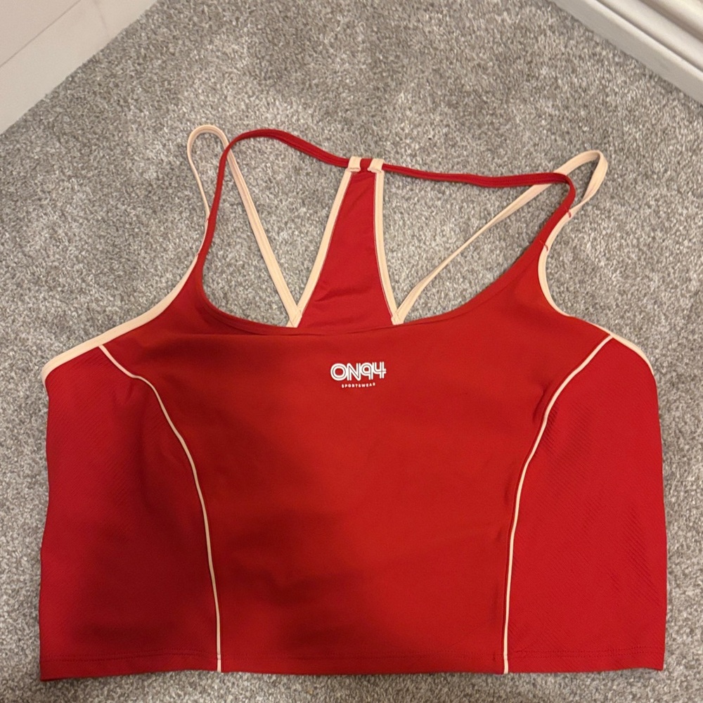 Old Navy Red and Cream Tank Top